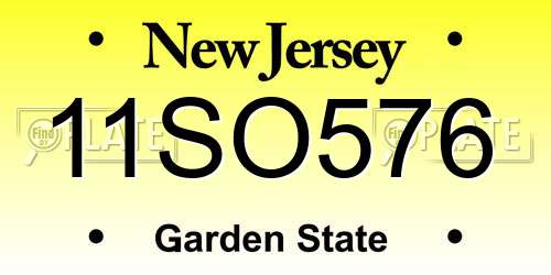 11SO576 New Jersey License Plate