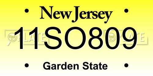 11SO809 New Jersey License Plate