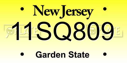 11SQ809 New Jersey License Plate