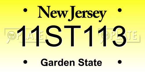 11ST113 New Jersey License Plate