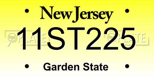 11ST225 New Jersey License Plate