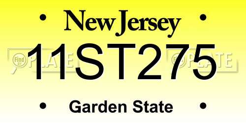 11ST275 New Jersey License Plate
