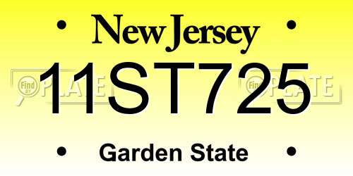 11ST725 New Jersey License Plate