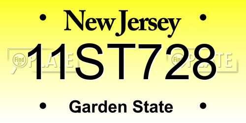 11ST728 New Jersey License Plate