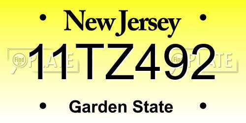 11TZ492 New Jersey License Plate