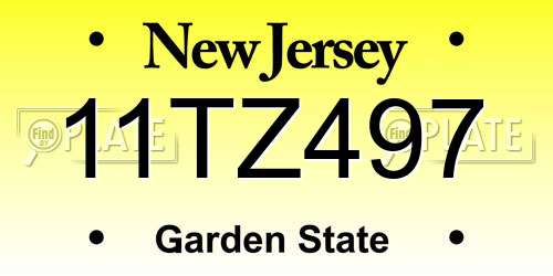 11TZ497 New Jersey License Plate
