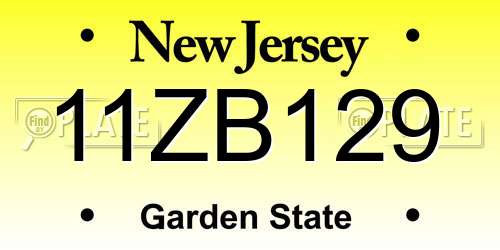 11ZB129 New Jersey License Plate