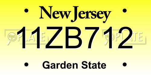 11ZB712 New Jersey License Plate
