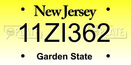 11ZI362 New Jersey License Plate