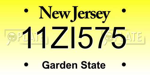 11ZI575 New Jersey License Plate