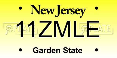 11ZMLE New Jersey License Plate