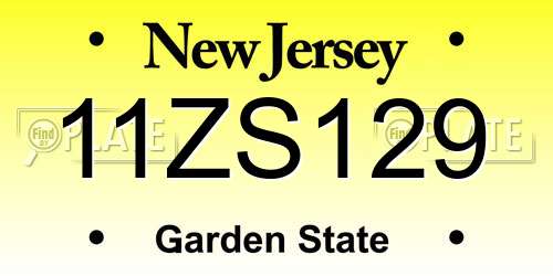 11ZS129 New Jersey License Plate