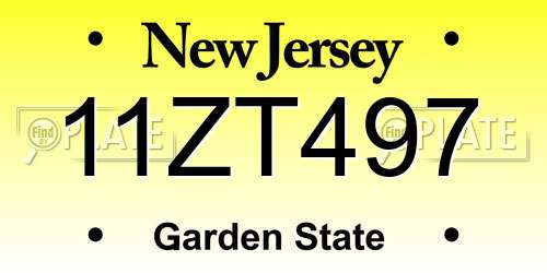11ZT497 New Jersey License Plate