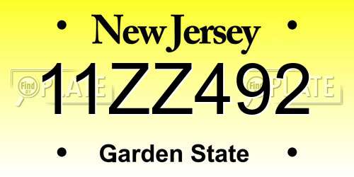 11ZZ492 New Jersey License Plate