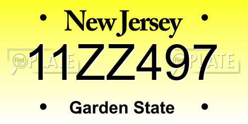11ZZ497 New Jersey License Plate