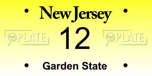 12 New Jersey License Plate