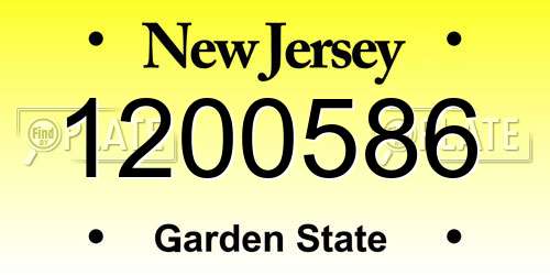 1200586 New Jersey License Plate