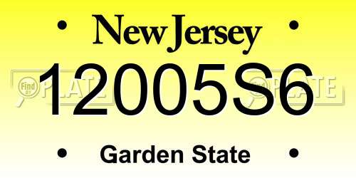 12005S6 New Jersey License Plate