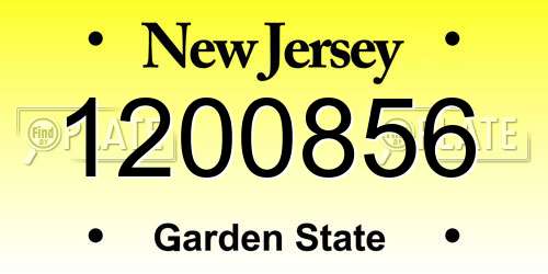 1200856 New Jersey License Plate