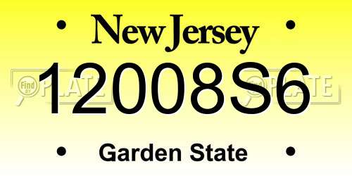 12008S6 New Jersey License Plate