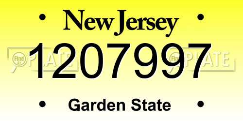 1207997 New Jersey License Plate
