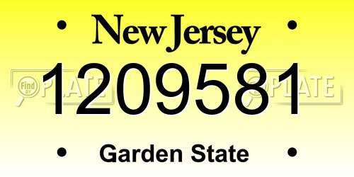 1209581 New Jersey License Plate