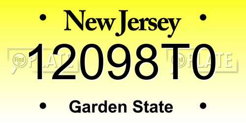 12098T0 New Jersey License Plate