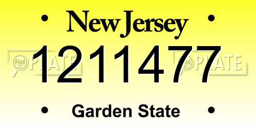 1211477 New Jersey License Plate
