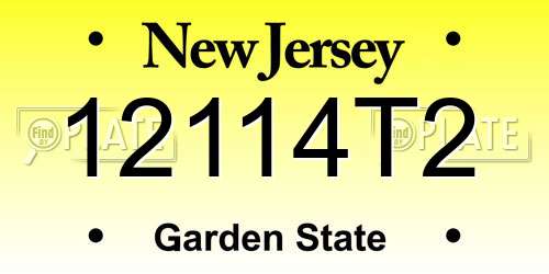12114T2 New Jersey License Plate