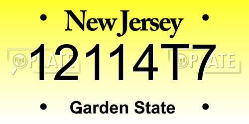 12114T7 New Jersey License Plate