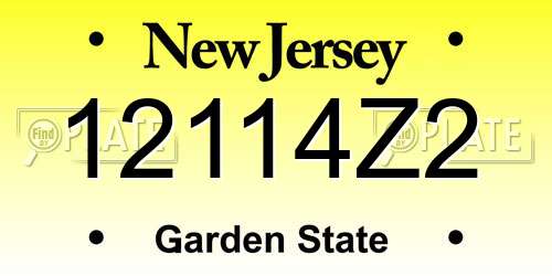 12114Z2 New Jersey License Plate