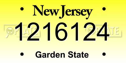 1216124 New Jersey License Plate