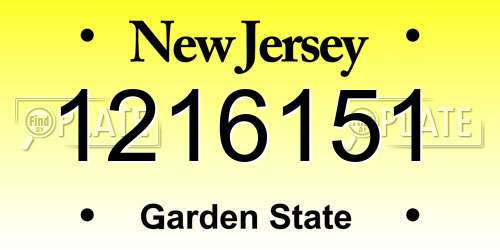 1216151 New Jersey License Plate