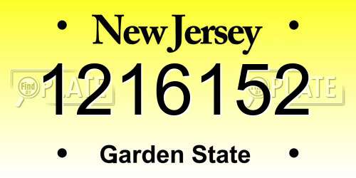 1216152 New Jersey License Plate