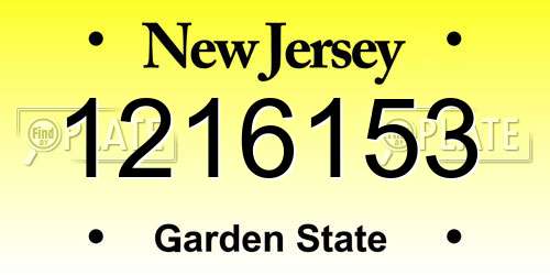 1216153 New Jersey License Plate
