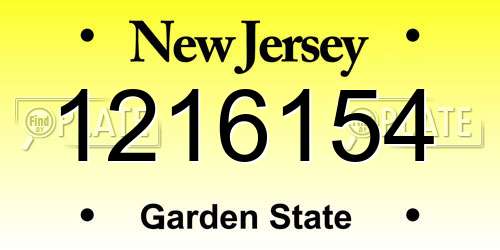 1216154 New Jersey License Plate