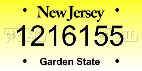 1216155 New Jersey License Plate