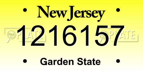 1216157 New Jersey License Plate