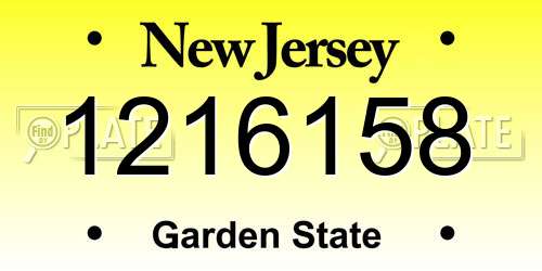 1216158 New Jersey License Plate