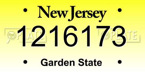 1216173 New Jersey License Plate