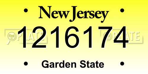 1216174 New Jersey License Plate