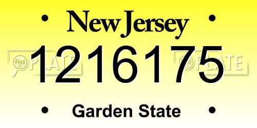 1216175 New Jersey License Plate