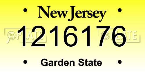 1216176 New Jersey License Plate