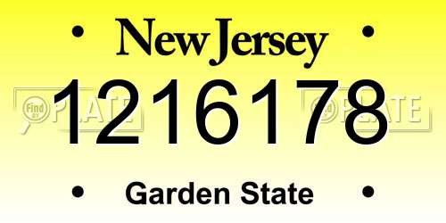 1216178 New Jersey License Plate