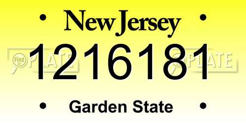 1216181 New Jersey License Plate