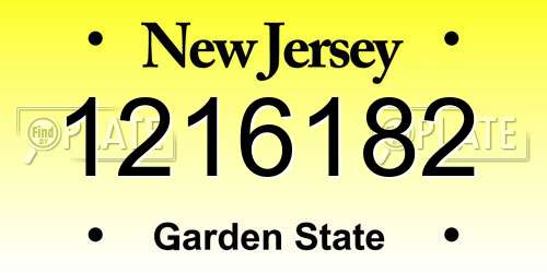 1216182 New Jersey License Plate