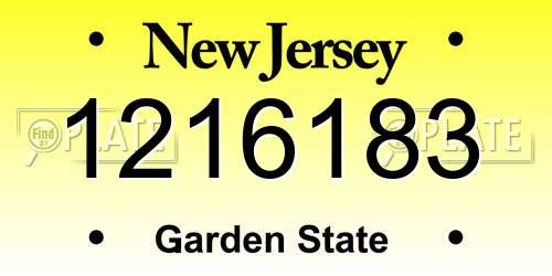 1216183 New Jersey License Plate