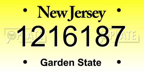 1216187 New Jersey License Plate