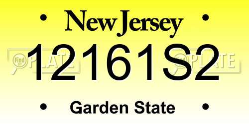 12161S2 New Jersey License Plate