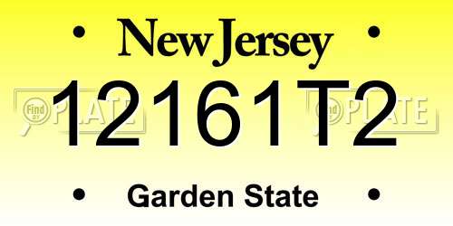 12161T2 New Jersey License Plate